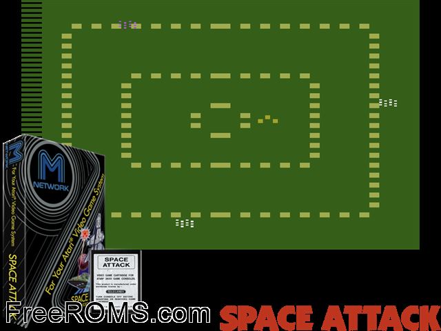 Space Attack Atari game showing 3D box cover and gameplay screenshot