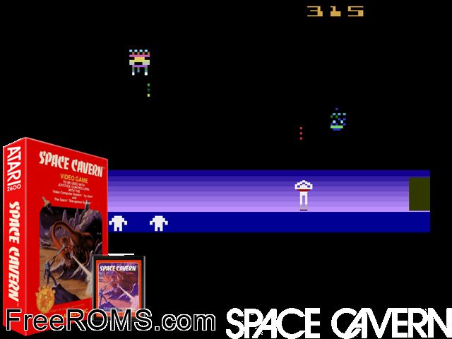 Space Cavern Atari game showing 3D box cover and gameplay screenshot