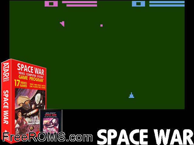 Space War Atari game showing 3D box cover and gameplay screenshot