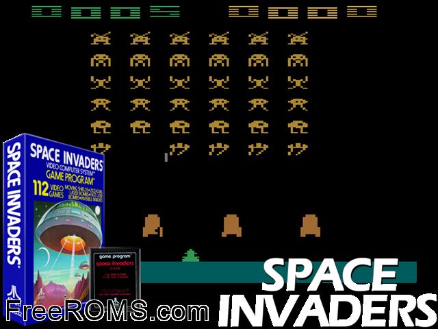 Space Invaders Atari game showing 3D box cover and gameplay screenshot