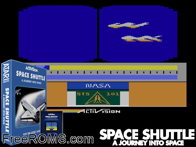 Space Shuttle Atari game showing 3D box cover and gameplay screenshot