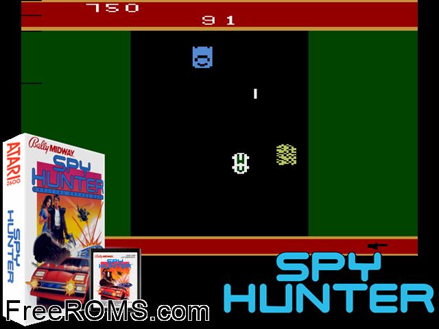 Spy Hunter Atari game showing 3D box cover and gameplay screenshot