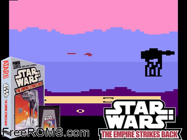 Star Wars: The Empire Strikes Back Atari game showing 3D box cover and gameplay screenshot