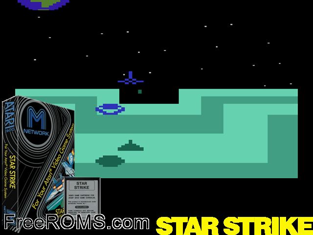 Star Strike Atari game showing 3D box cover and gameplay screenshot