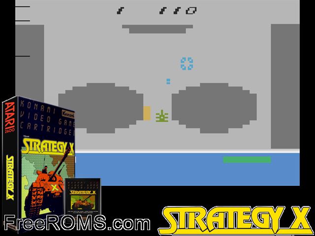 Strategy X Atari game showing 3D box cover and gameplay screenshot