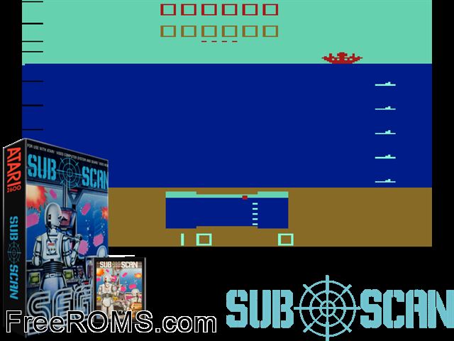 Sub Scan Atari game showing 3D box cover and gameplay screenshot