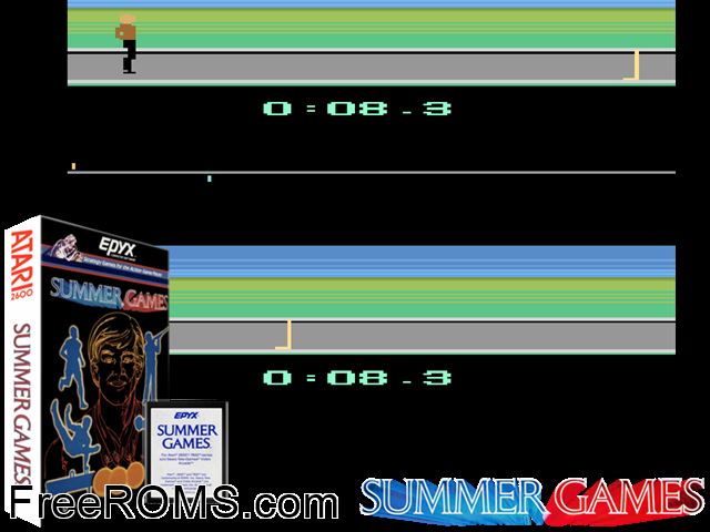 Summer Games Atari game showing 3D box cover and gameplay screenshot