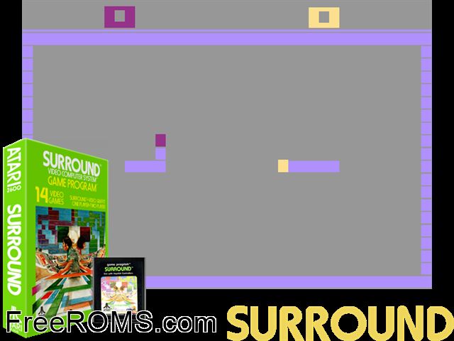 Surround Atari game showing 3D box cover and gameplay screenshot