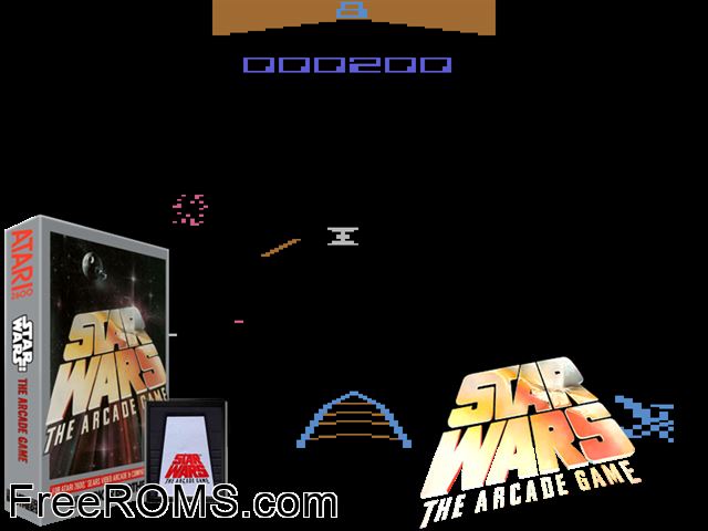 Star Wars: The Arcade Game Atari game showing 3D box cover and gameplay screenshot