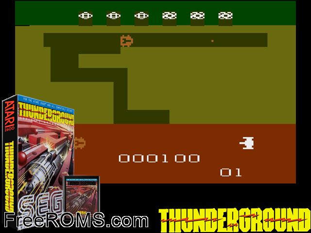 Thunderground Atari game showing 3D box cover and gameplay screenshot