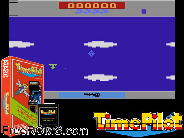 Time Pilot Atari game showing 3D box cover and gameplay screenshot