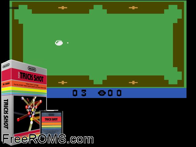 Trick Shot Atari game showing 3D box cover and gameplay screenshot