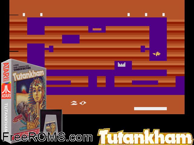 Tutankham Atari game showing 3D box cover and gameplay screenshot