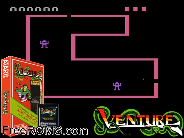 Venture Atari game showing 3D box cover and gameplay screenshot