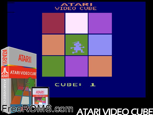 Atari Video Cube Atari game showing 3D box cover and gameplay screenshot