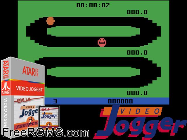 Video Jogger Atari game showing 3D box cover and gameplay screenshot