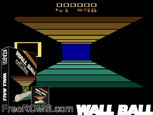 Wall Ball Atari game showing 3D box cover and gameplay screenshot
