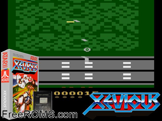 Xevious Atari game showing 3D box cover and gameplay screenshot