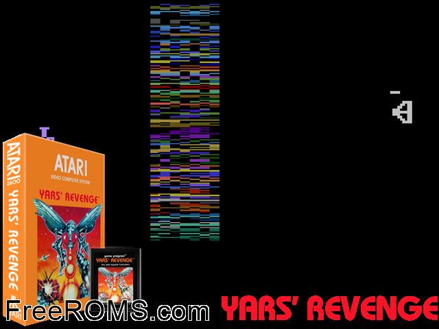 Yars' Revenge Atari game showing 3D box cover and gameplay screenshot