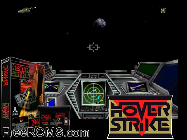 Hover Strike (1995) Atari Jaguar game showing 3D box cover and gameplay screenshot