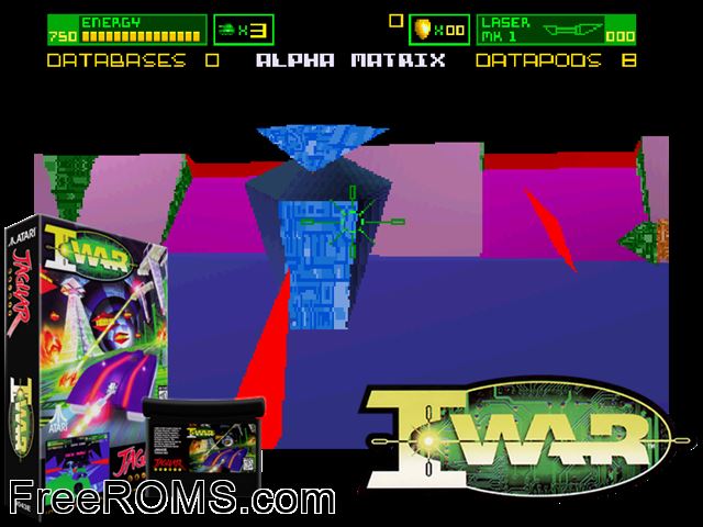 I-War (1995) Atari Jaguar game showing 3D box cover and gameplay screenshot