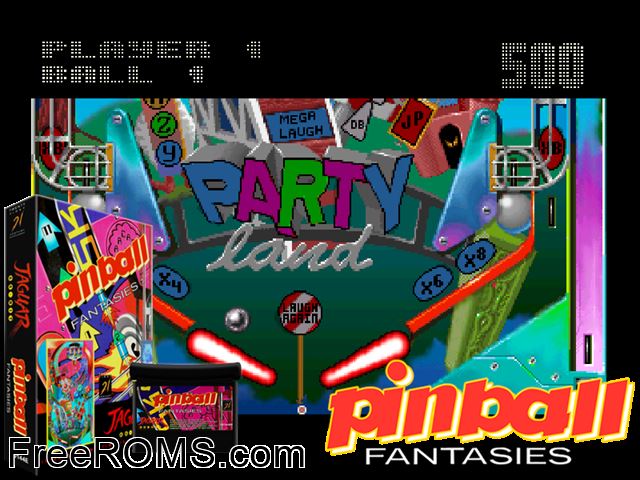 Pinball Fantasies (1995) (Computer West) Atari Jaguar game showing 3D box cover and gameplay screenshot