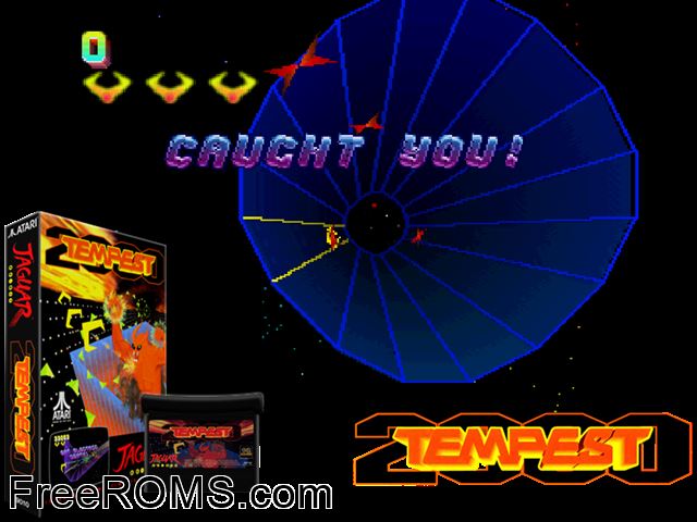 Tempest 2000 (1994) Atari Jaguar game showing 3D box cover and gameplay screenshot