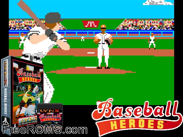 Baseball Heroes (1991) Atari Lynx game showing 3D box cover and gameplay screenshot