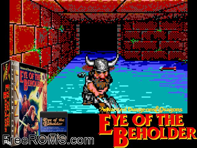 Eye of the Beholder (Prototype) (1990) (NuFX) Atari Lynx game showing 3D box cover and gameplay screenshot