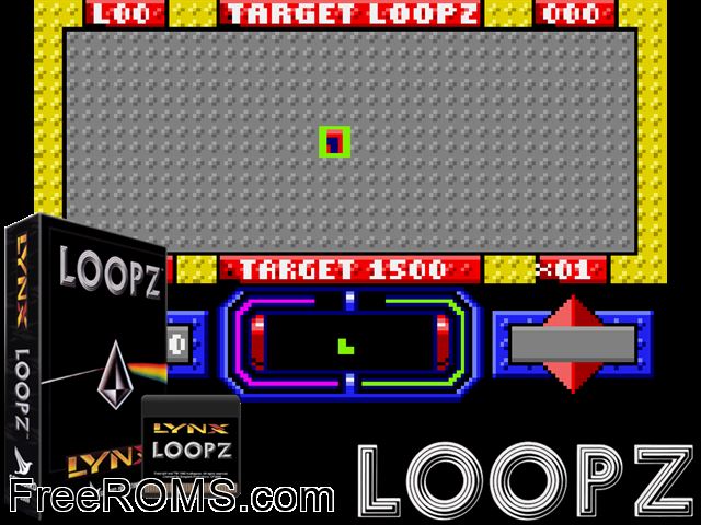 Loopz (Prototype) (1992) (Handmade Software) Atari Lynx game showing 3D box cover and gameplay screenshot