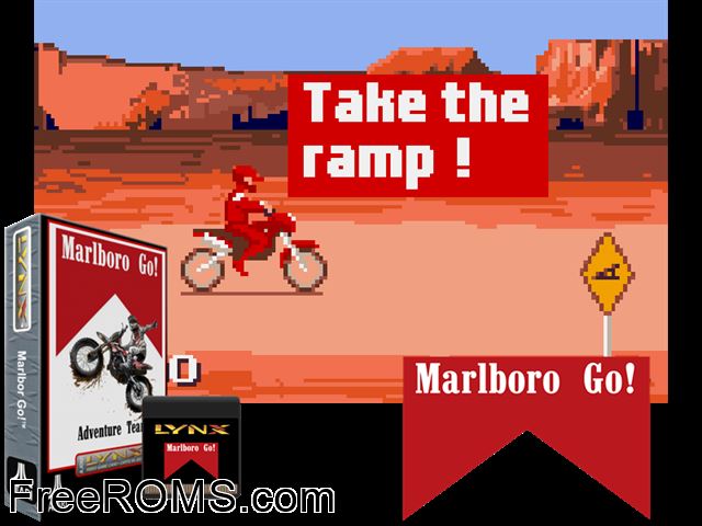 Marlboro Go! (Prototype) (1993) (Digital Image) Atari Lynx game showing 3D box cover and gameplay screenshot