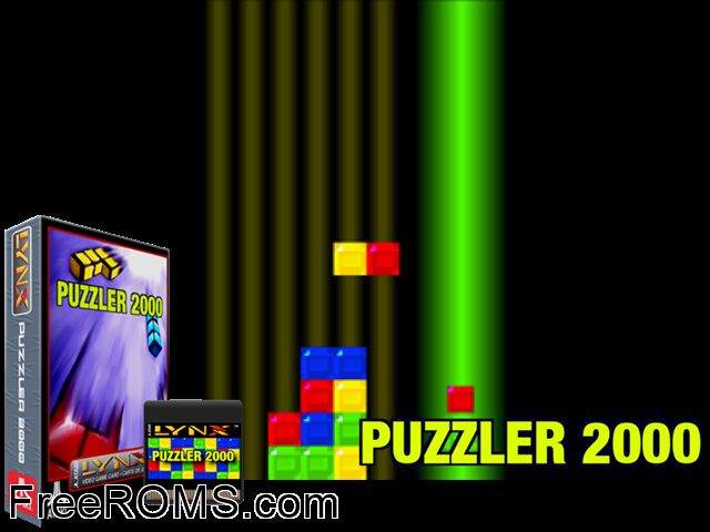 Puzzler 2000 V.4x (Aug 15) (1998) (PD) Atari Lynx game showing 3D box cover and gameplay screenshot