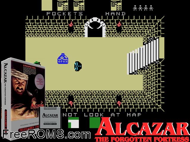 Alcazar - The Forgotten Fortress (1985) ColecoVision game showing 3D box cover and gameplay screenshot