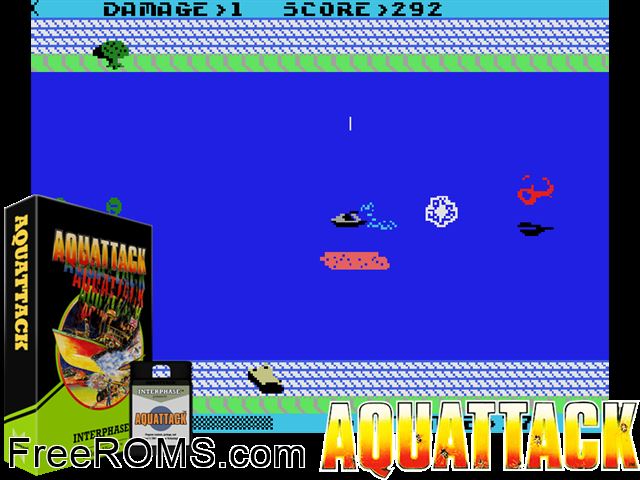 Aquattack (1984) ColecoVision game showing 3D box cover and gameplay screenshot