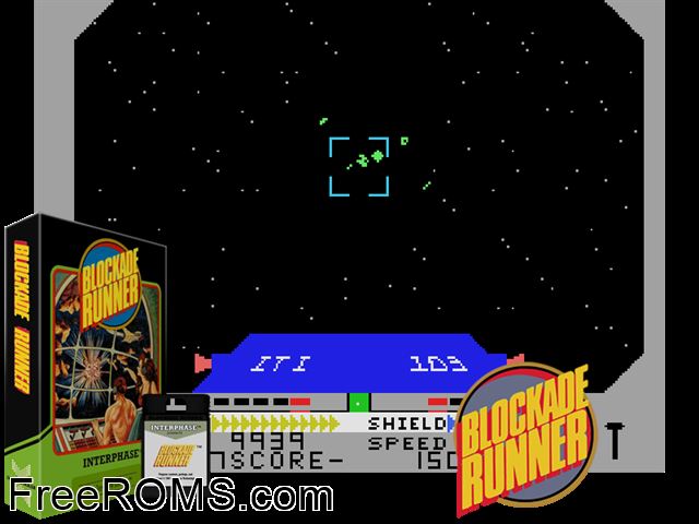 Blockade Runner (1984) ColecoVision game showing 3D box cover and gameplay screenshot