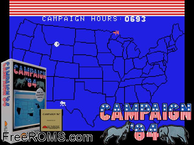 Campaign '84 (1983) ColecoVision game showing 3D box cover and gameplay screenshot