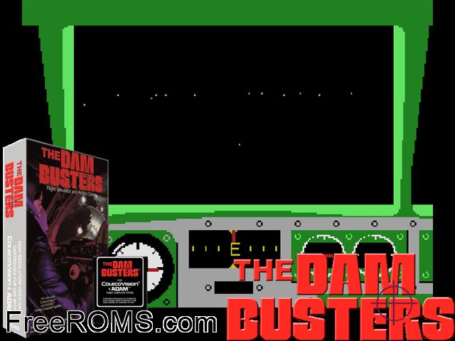 Dam Busters, The (1984) ColecoVision game showing 3D box cover and gameplay screenshot