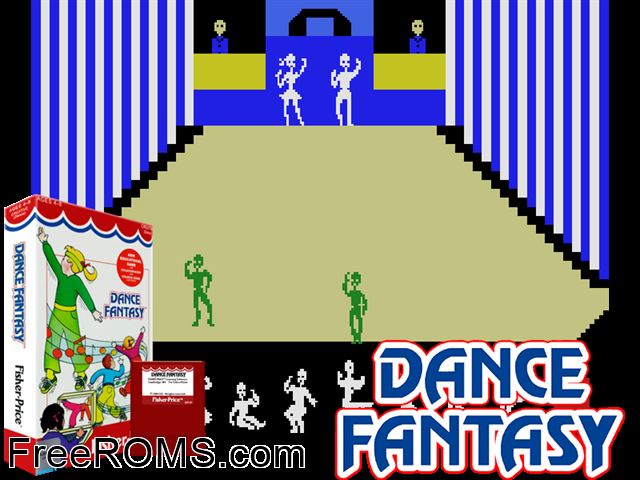 Dance Fantasy (1984) ColecoVision game showing 3D box cover and gameplay screenshot