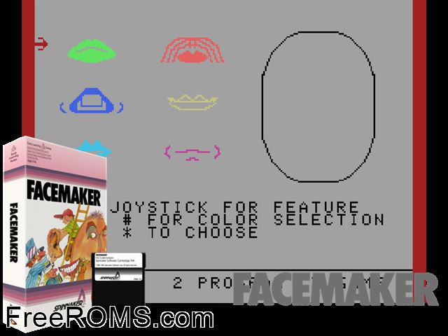 Facemaker (-) (bad dump) ColecoVision game showing 3D box cover and gameplay screenshot