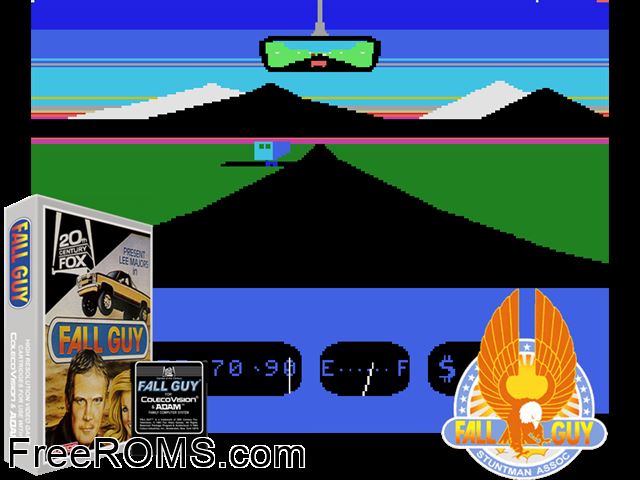Fall Guy (1983) (Proto) ColecoVision game showing 3D box cover and gameplay screenshot