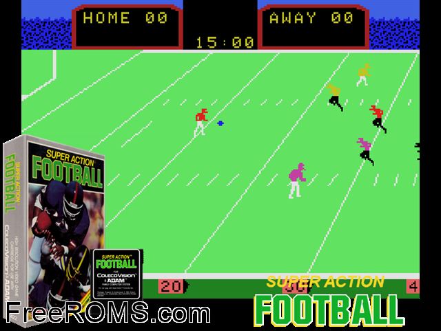 Football ColecoVision game showing 3D box cover and gameplay screenshot