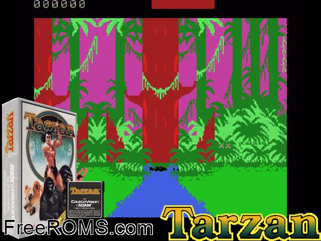 From Out Of The Jungle (1984) ColecoVision game showing 3D box cover and gameplay screenshot