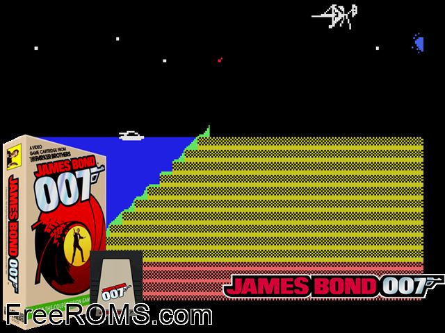 James Bond (1984) ColecoVision game showing 3D box cover and gameplay screenshot