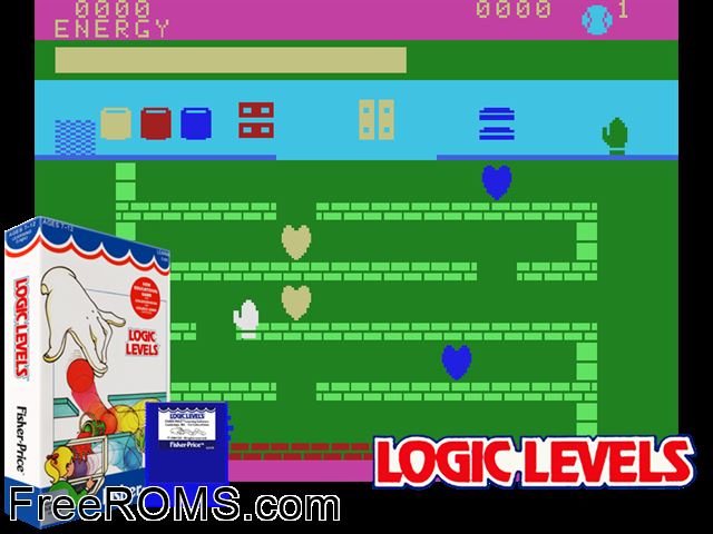Logic Levels (1984) ColecoVision game showing 3D box cover and gameplay screenshot