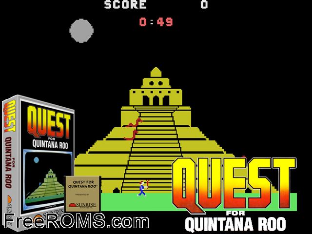 Quest for Quintana Roo (1983) ColecoVision game showing 3D box cover and gameplay screenshot