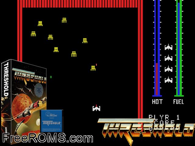 Threshold (1983) ColecoVision game showing 3D box cover and gameplay screenshot