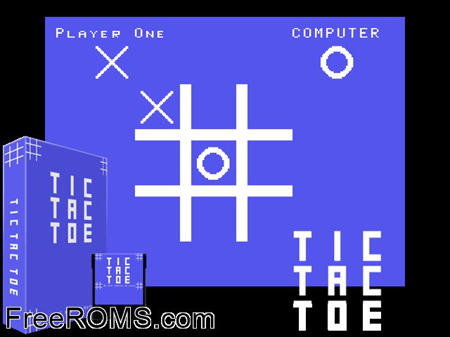 Tic Tac Toe (1996) (PD) ColecoVision game showing 3D box cover and gameplay screenshot