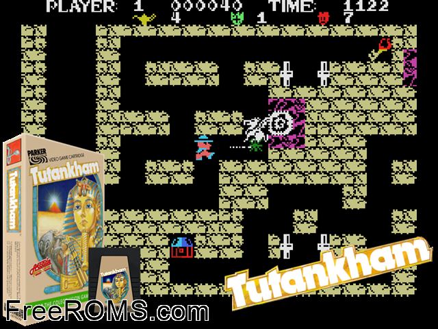 Tutankham (1983) (overdumped) ColecoVision game showing 3D box cover and gameplay screenshot