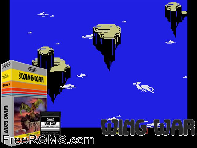 Wing War (1983) ColecoVision game showing 3D box cover and gameplay screenshot