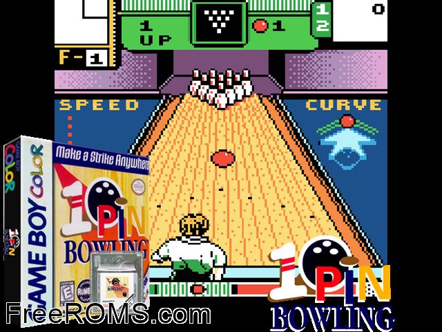 10-Pin Bowling Gameboy Color game showing 3D box cover and gameplay screenshot